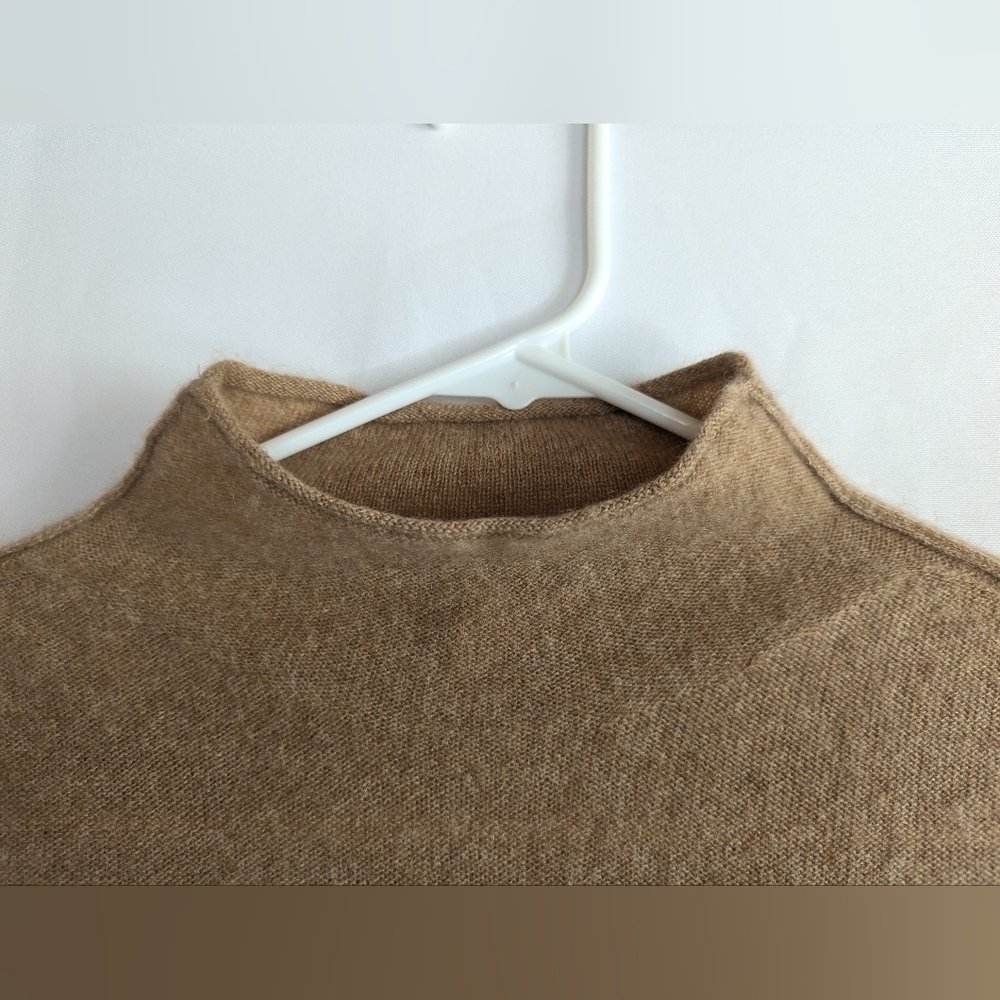 Pilcro Alani XS Mock Neck Sweater Tan Camel Nude 100% Cashmere Oversized Relaxed - Picture 6 of 10